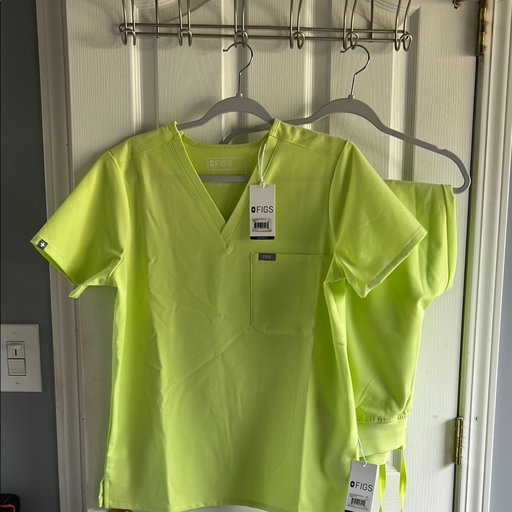 Figs Neon Green Scrub Set